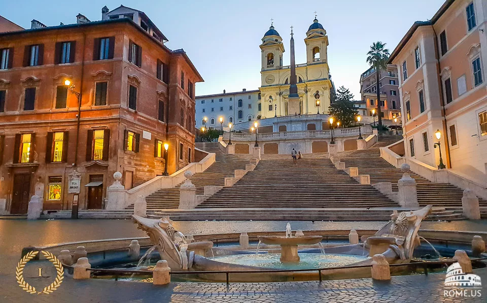 Spanish Steps and Trinita dei Monti church in Rome