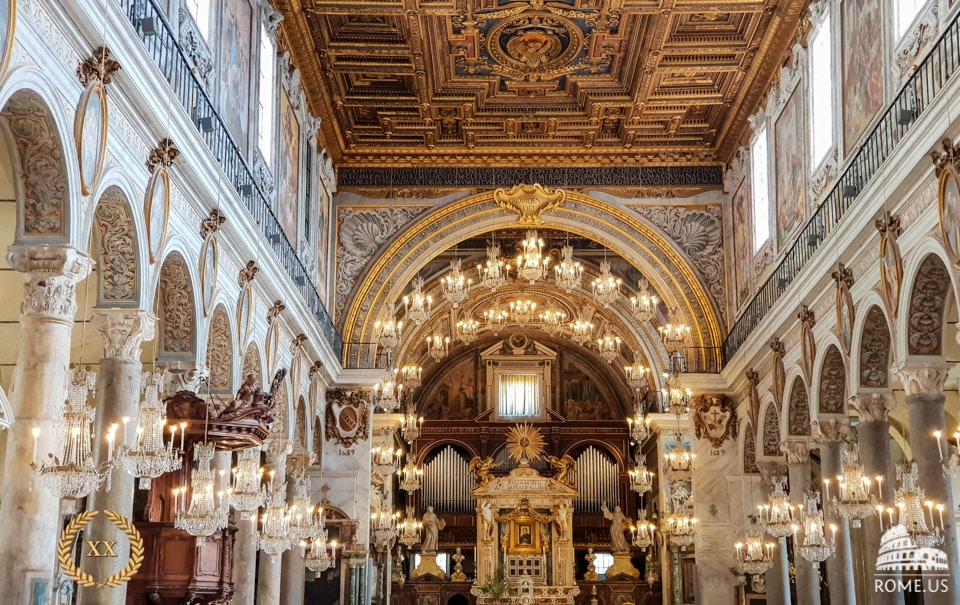 The interior of the church of Santa Maria in Araceli in Rome
