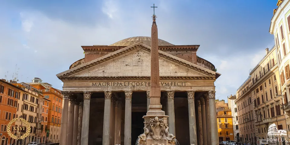 Pantheon and the obelisk on Piazza della Rotonda in Rome, Italy