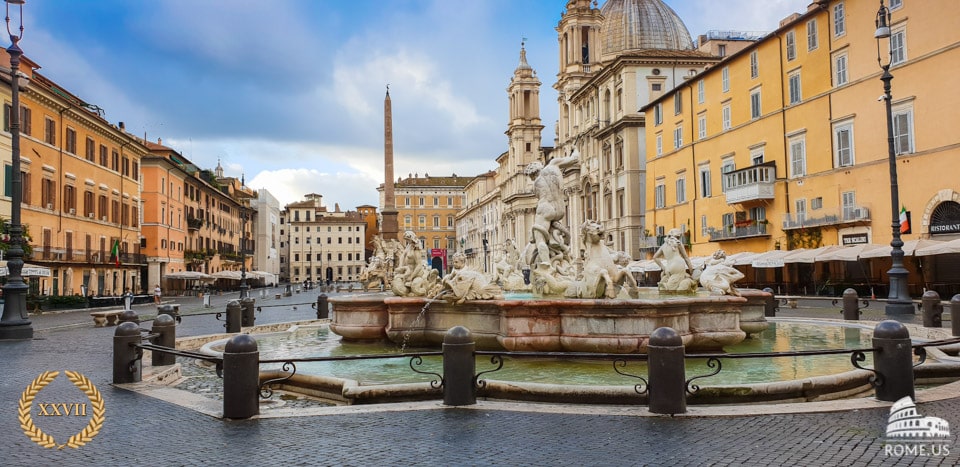 Navona Square and its fountains in Rome
