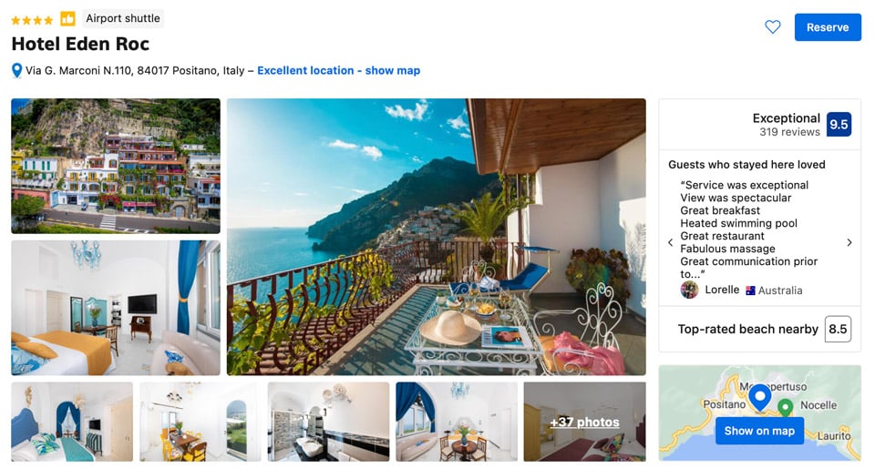 4 star Hotel Eden Roc Stay on the Amalfi Coast