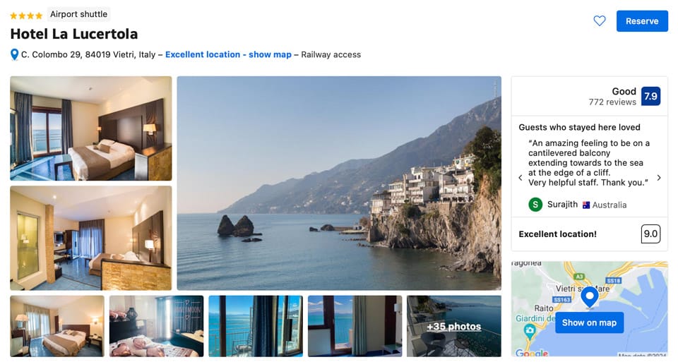 4 star Hotel La Lucertola Stay on the Amalfi Coast