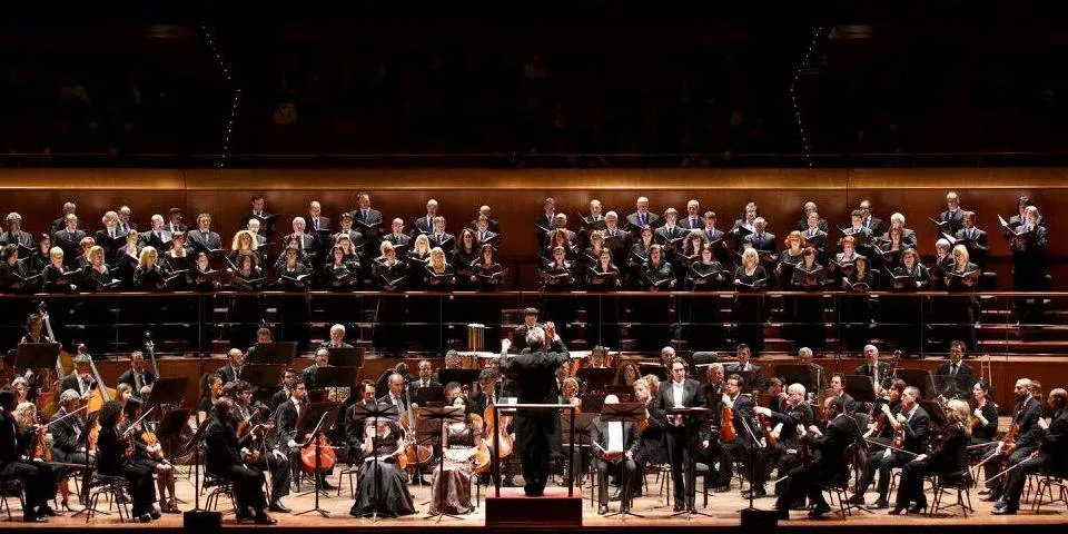 Orchestra on the stage of Accademia di Santa Cecilia in Rome