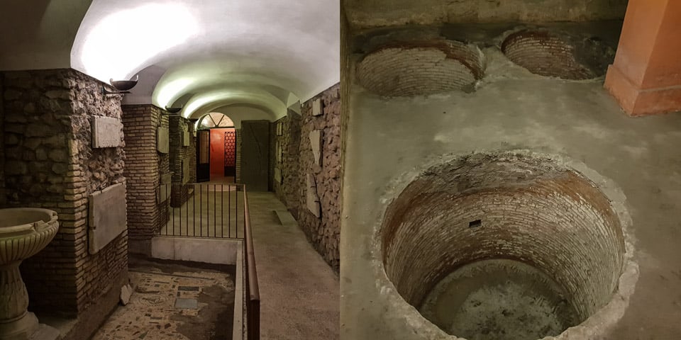 Ancient Roman insula 2nd century AD under Basilica di Santa Cecilia in Trastevere