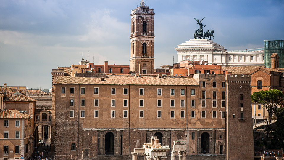 Oficina de registros de la antigua Roma en el Monte Capitolino, vista desde el Foro Romano