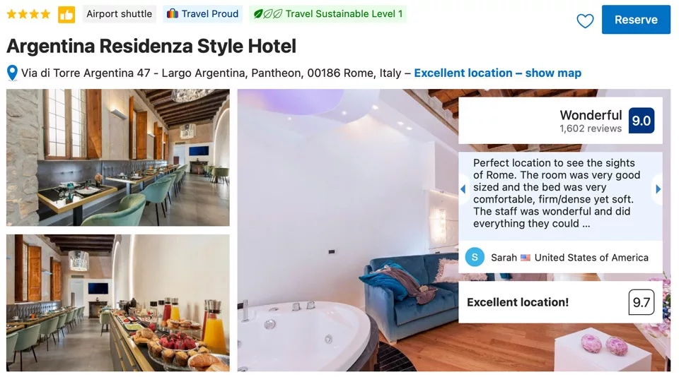 Argentina Residenza Style 4 Star Hotel in Rome