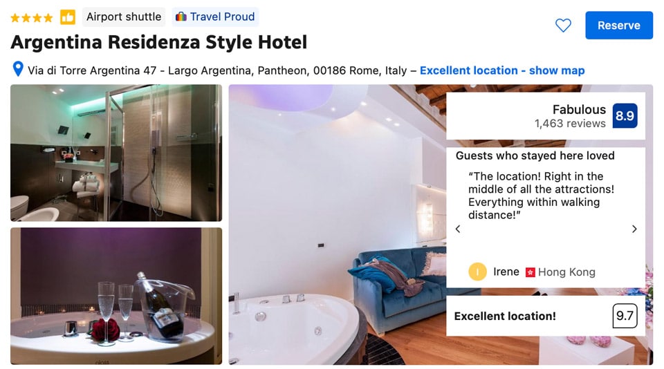 Argentina Residenza Style Hotel to Stay New Year in Rome