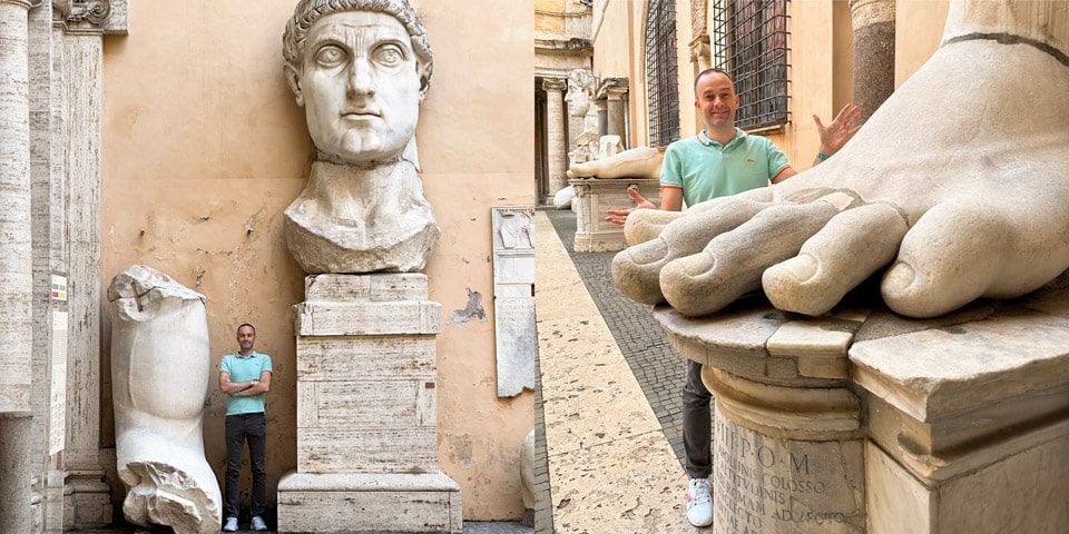 Artur Jakucewicz author of articles on Ancient Rome in the Capitoline Museums with elements of the statue of Constantine the Great