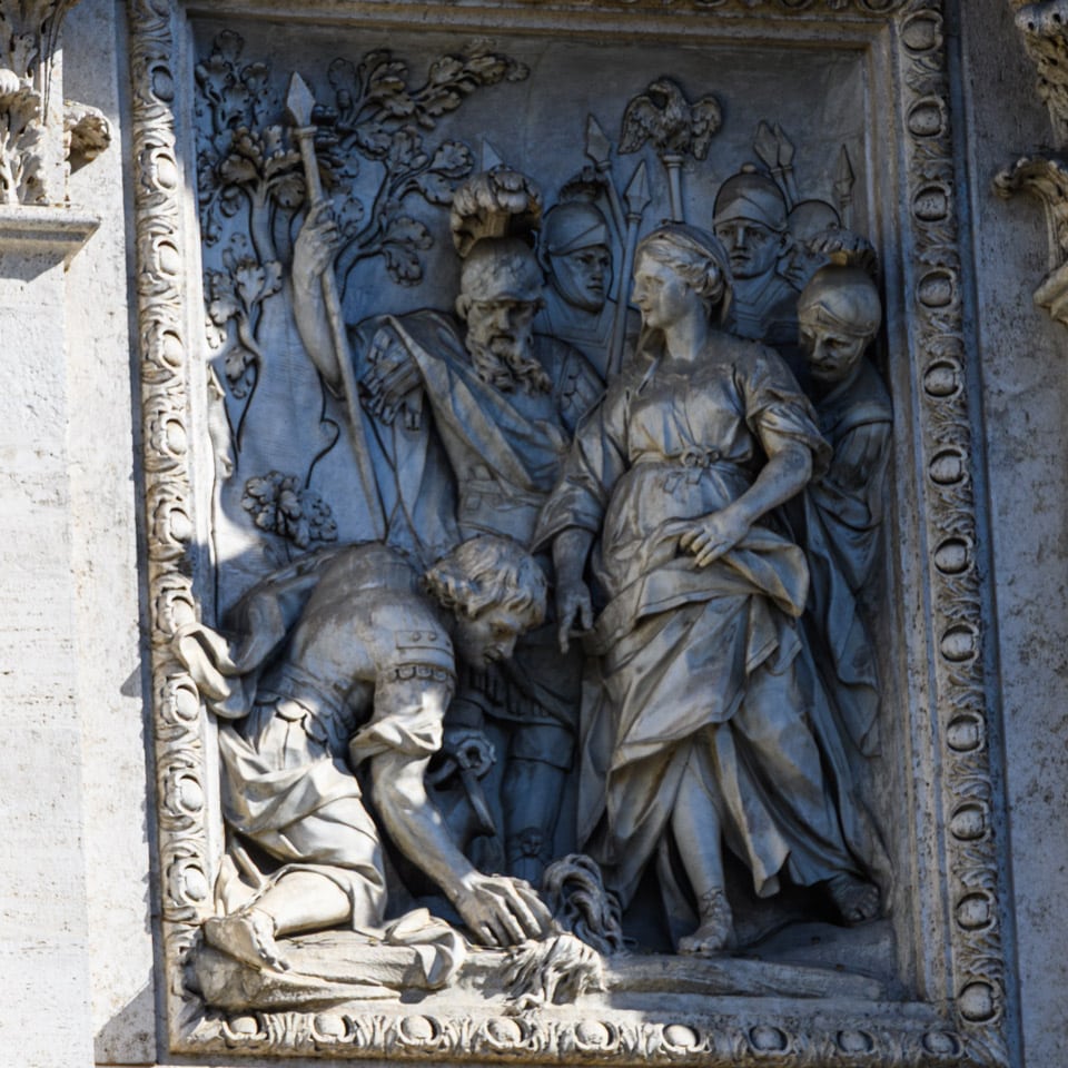 Bas Relief by Andrea Bergondi The Discovery of the Spring Trevi Fountain Rome