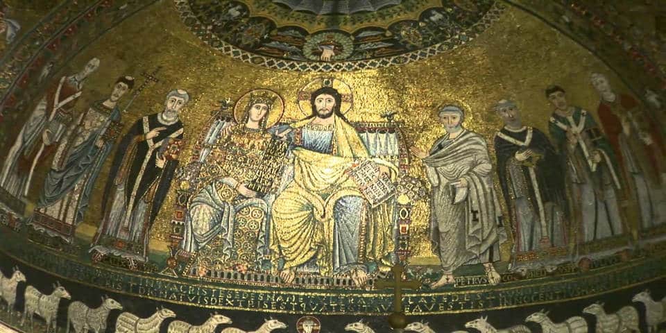 12th-century christian mosaic Basilica Santa Maria in Trastevere