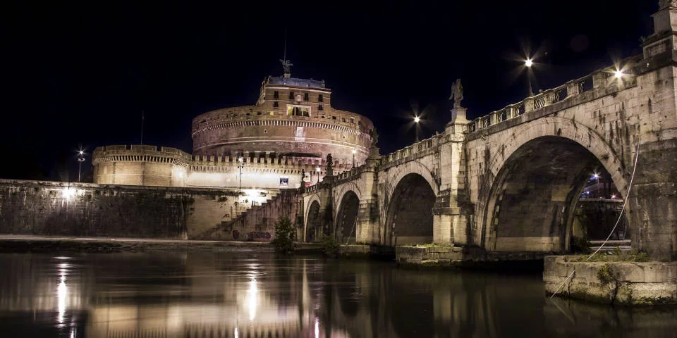 Castel St Angelo Architecture bridge at night