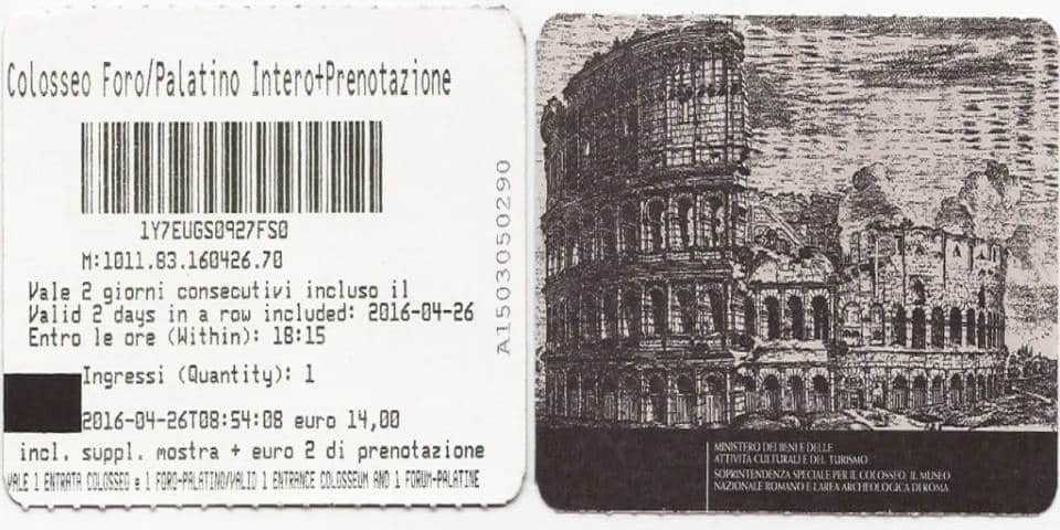 ticket to the colosseum