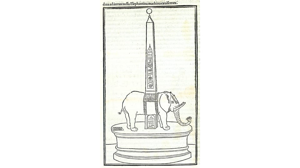 Elephant in book Hypnerotomachia Poliphili printed in 1499 Elephant in book Hypnerotomachia Poliphili printed in 1499