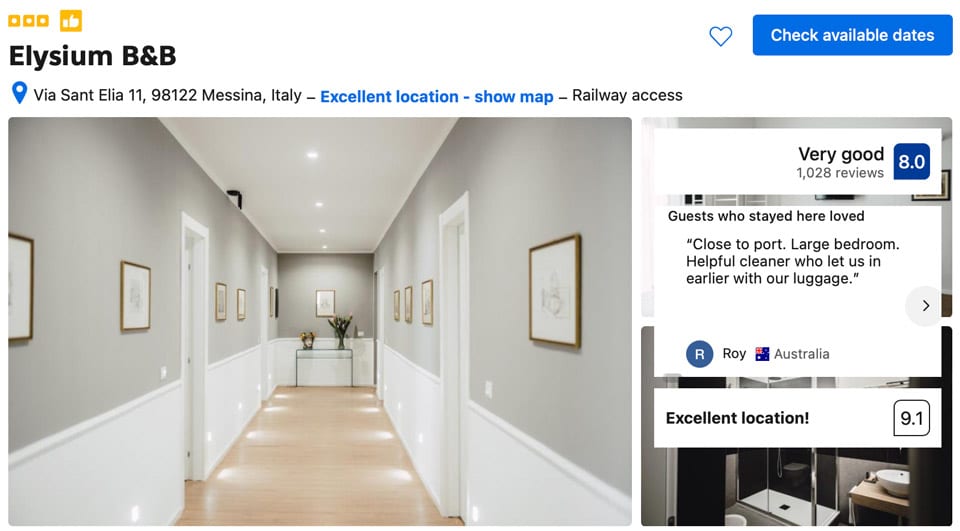 Elysium B&B en Mesina, Sicilia