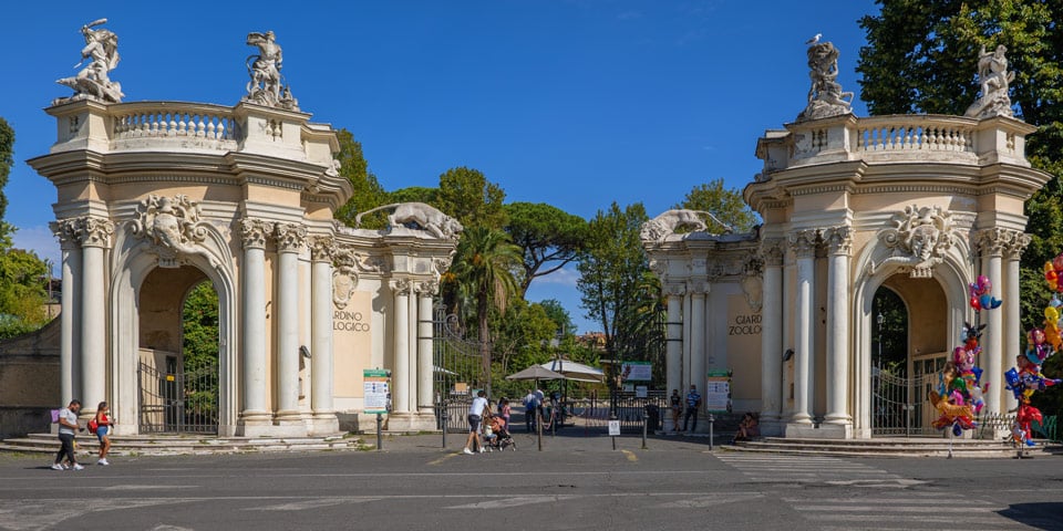Entrance Rome City Zoo in Villa Borghese