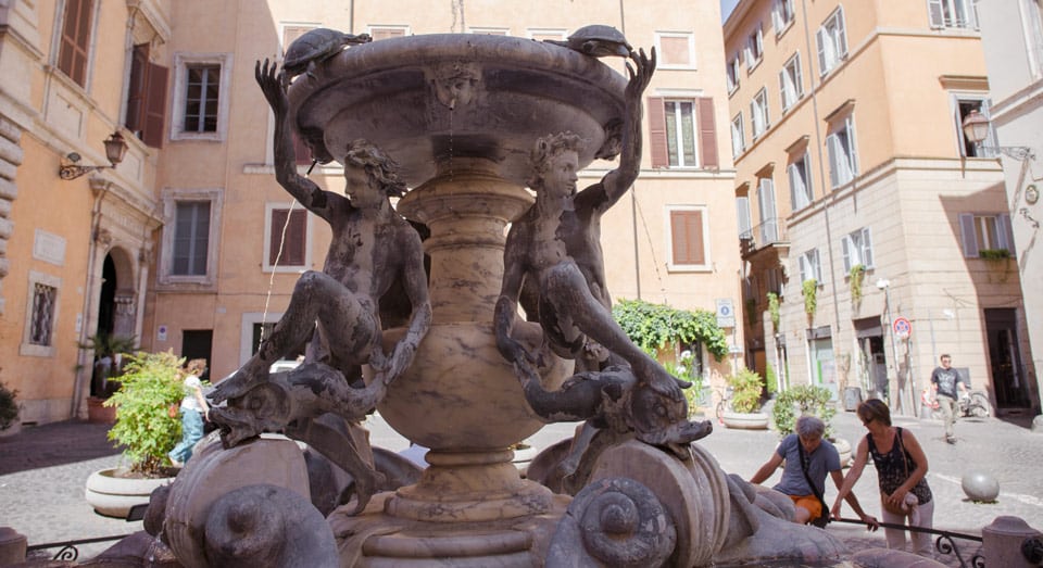 Fountain of Turtles in Piazza Mattei in the Jewish Ghetto in Rome