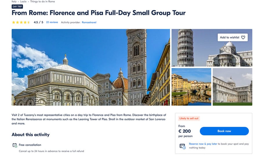 Full-day Small Group Tour from Rome to Florence