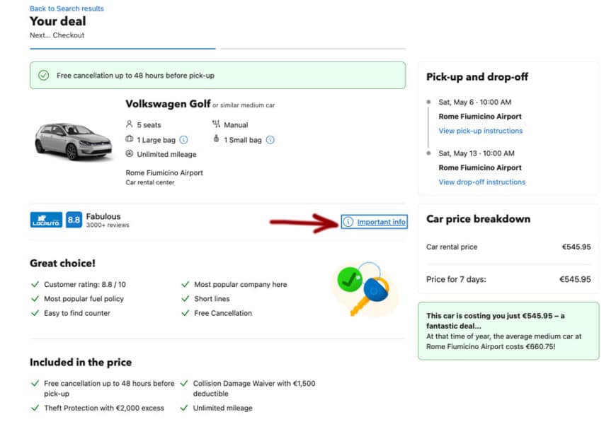 rome car rental per day