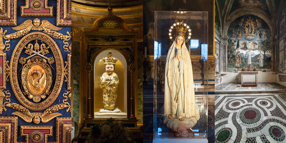 Detalles interiores de la Basílica de Santa María en Aracoeli Roma