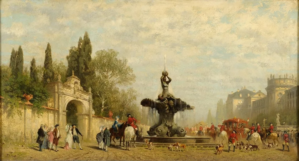 What the fountain of Tritons looked like in Rome in the 17th-18th century