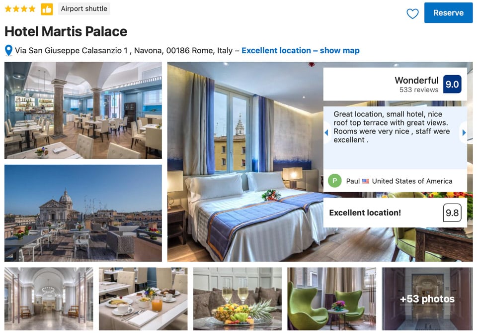 Martis Palace 4 Star Hotel in Rome