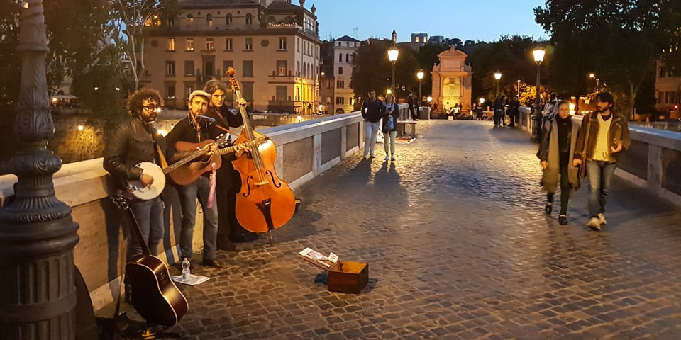 Musicians on the Sixtus Bridge in Rome