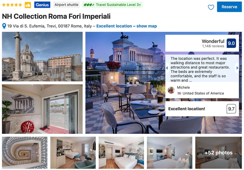 NH Collection Roma Fori Imperiali 5 star Hotel Rome