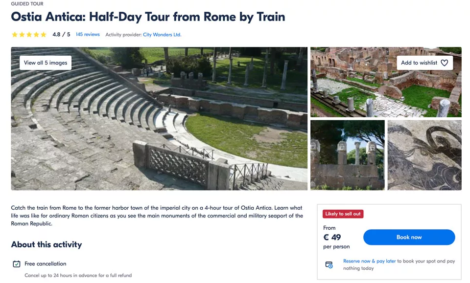 travel from rome to ostia