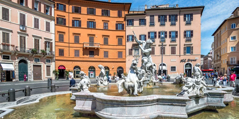 The Fountain of Neptune on Navona square in Rome