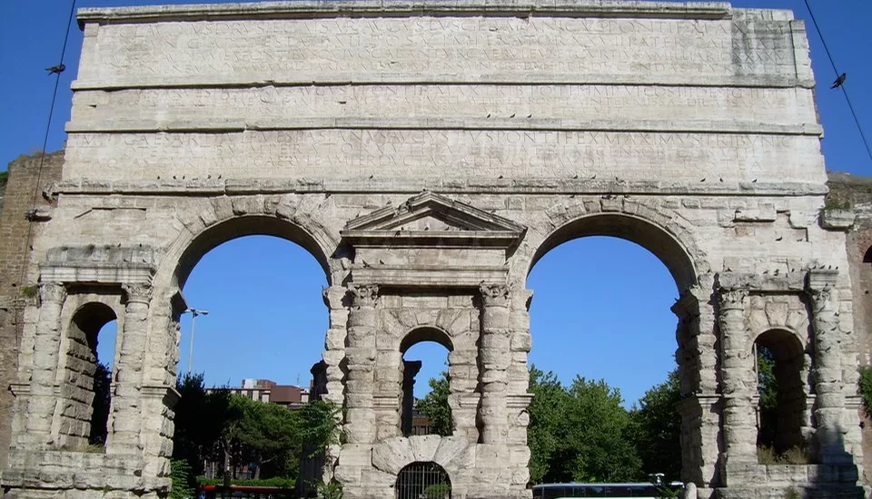 Porta Maggiore the eastern gates in the Aurelian wall of Rome