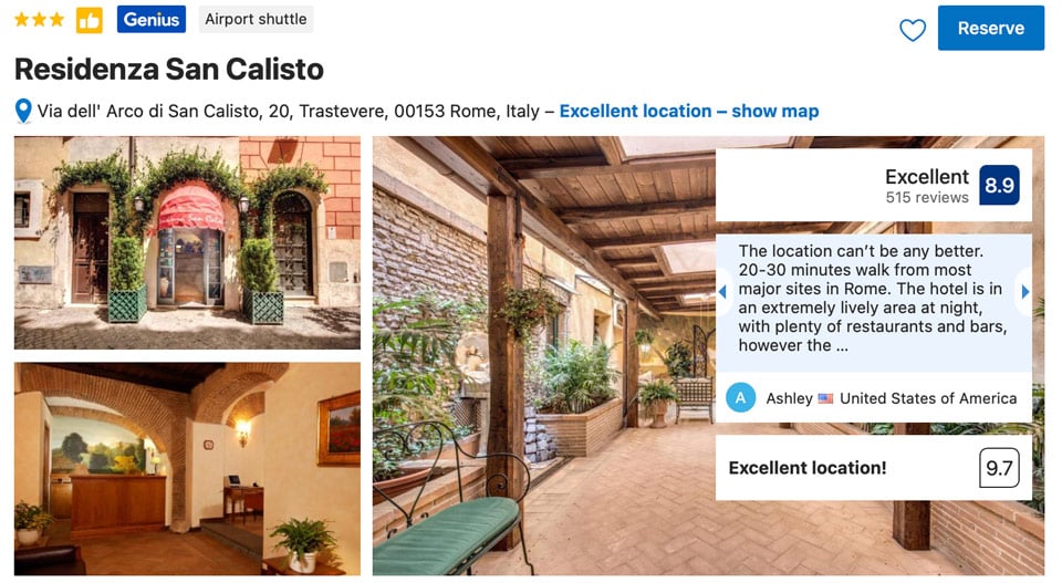 Residenza San Calisto Trastevere 3 Star Hotel in Rome