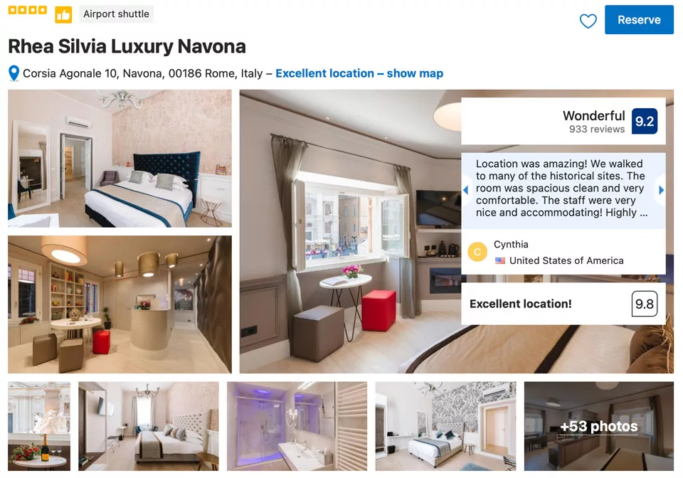 Rhea Silvia Luxury Navona 4 Star Hotel in Rome