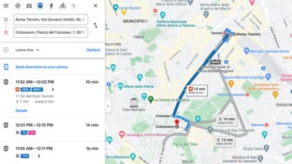 Termini Central Train Station in - Roma Termini To Colosseum Route On Map 425x239