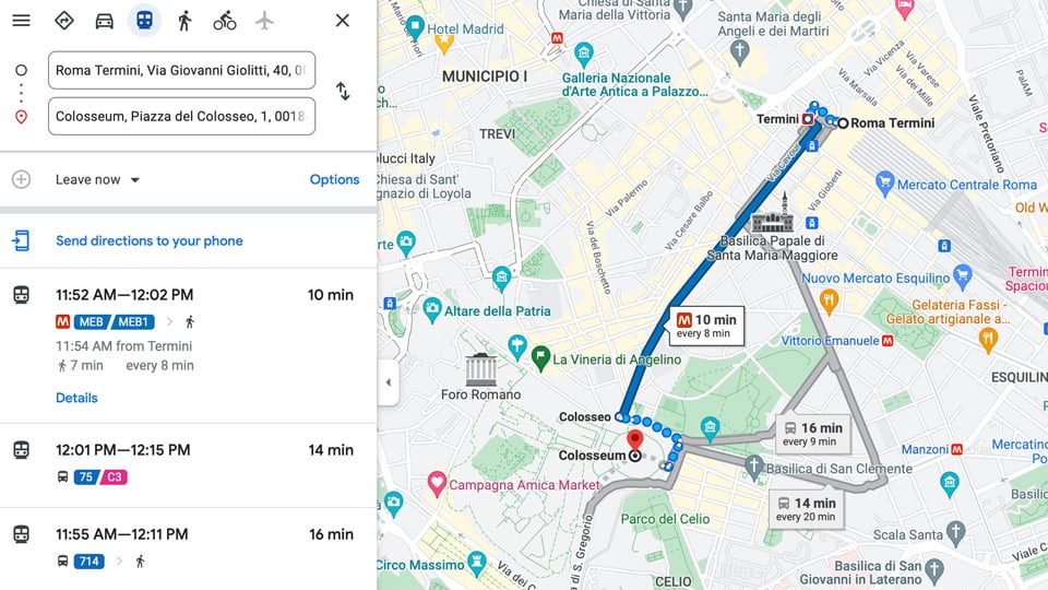 How to get from Roma Termini to Colosseum