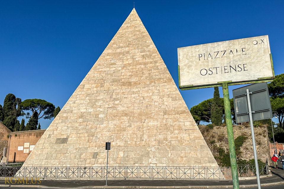 Pyramid of Gaius Cestius in the square Piazzale Ostiense in Rome