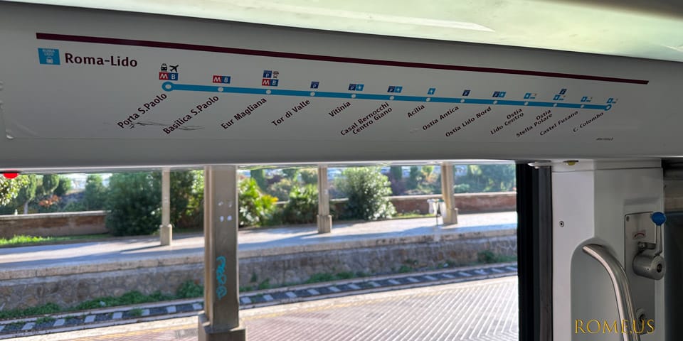 station diagram Inside train to Ostia Antica 