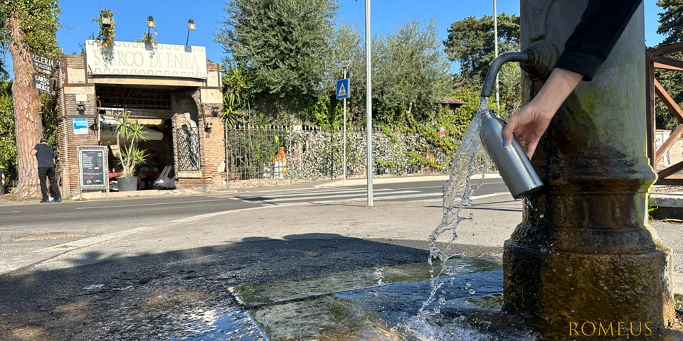 drinking fountain on the road to Ostia Antica
