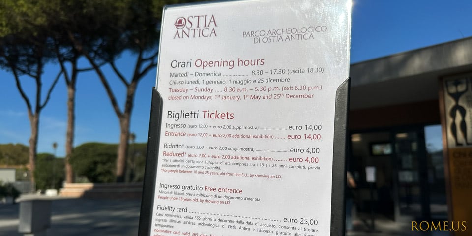 ticket price Ostia Antica
