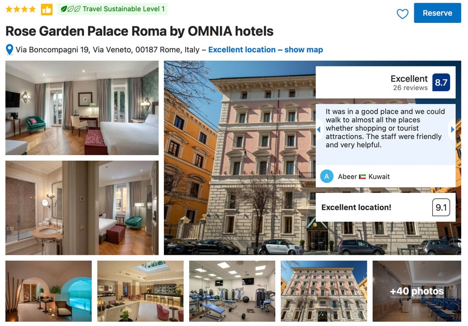 Rose Garden Palace 4 Star Hotel in Rome