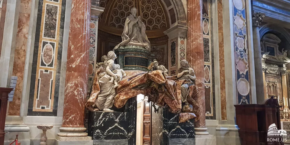 The tomb of Pope Alexander VII in St Peter Basilica in Vatican city