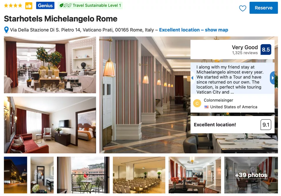 Starhotels Michelangelo 4 Star Hotel in Rome