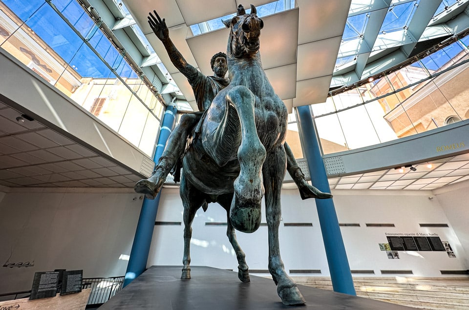 Statue of Marcus Aurelius on horseback Capitoline Museums in Rome
