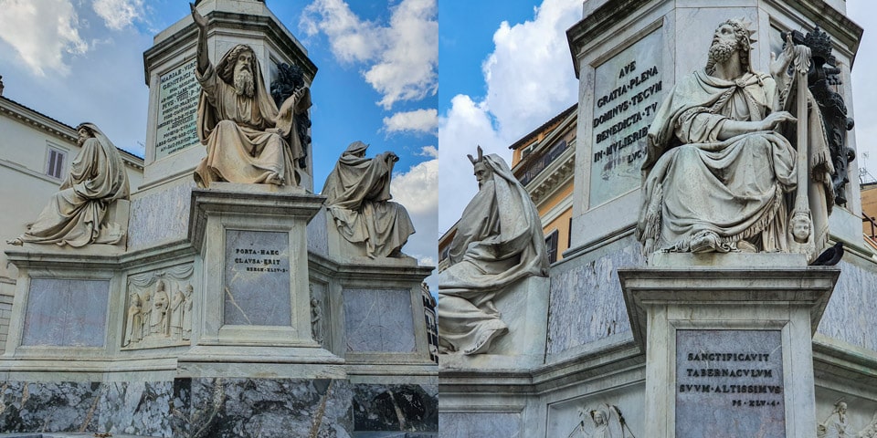 The Column of the Immacolata with the statues of saints