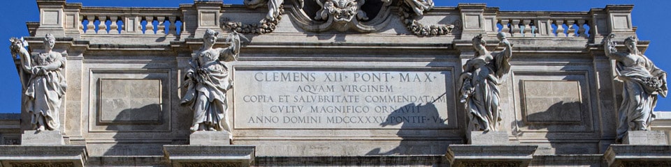 The Commemorative Inscription and Allegorical Figures Trevi Fountain