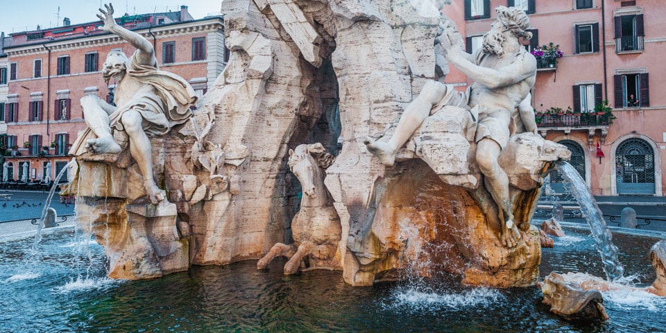 Fountain of 4 Rivers by Bernini in Rome