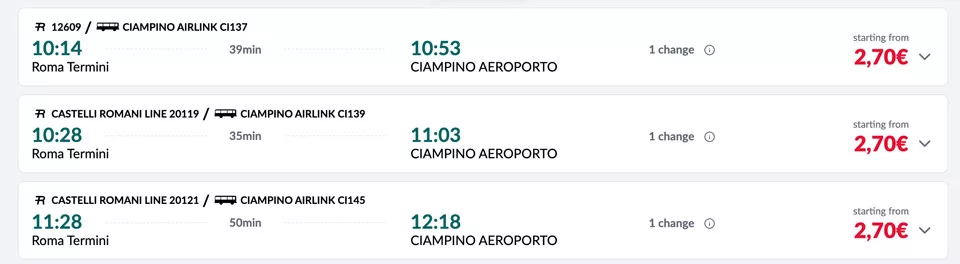 How to get from Ciampino airport to Rome Termini