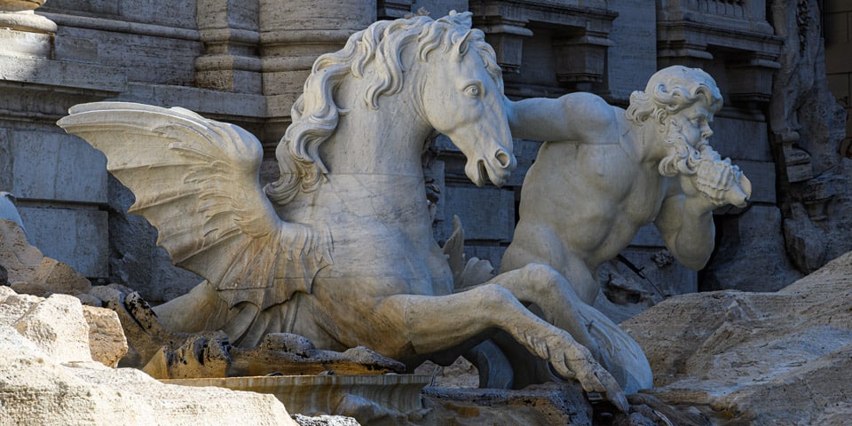 Triton with Calm Seahorse Trevi Foutain Rome