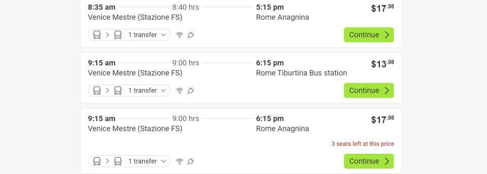 Venice to Rome schedule by FlixBus