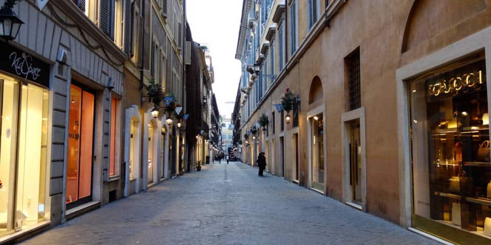 Via Borgognona Fashion Shopping Street in Rome
