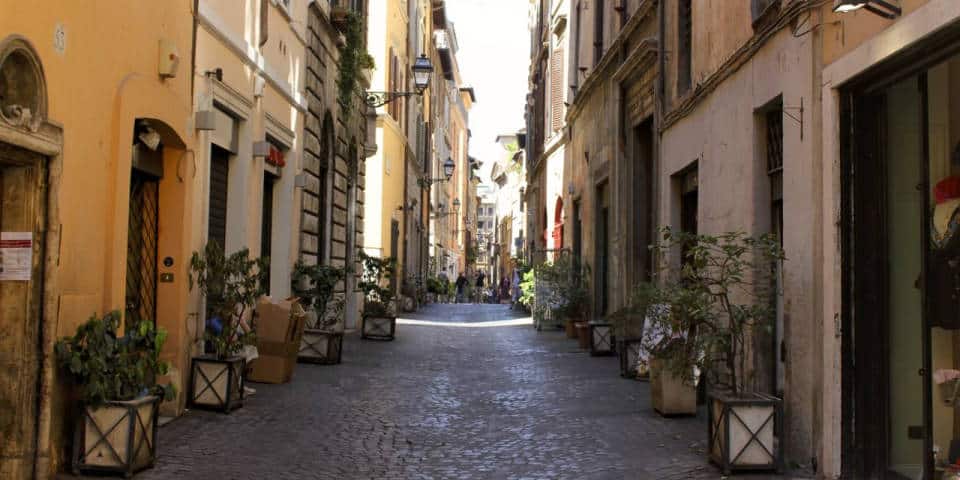 Via del Governo Vecchio vintage shopping street in Rome